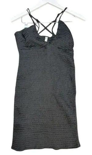 Intimately Free People Black Smocked Mini Dress Strappy V Neck‎ Small P thumbnail 1