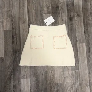 Anthropologie Jacquie The label rib knit mini skirt with pink stitching thumbnail 2