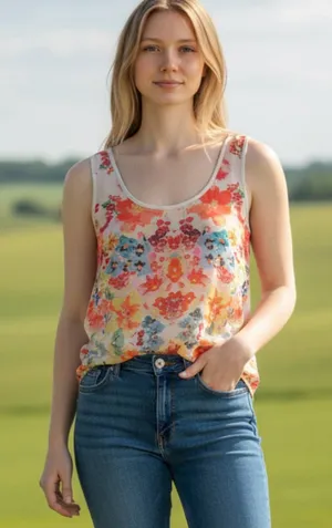 Candie's Floral Scoop-Neck Multicolor Tank thumbnail 1