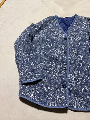 Easel Blue Paisley Quilted blue button Jacket large thumbnail 2
