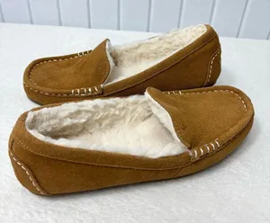 Koolaburra Chestnut Lezly Suede Moccasin Flats with Cream‎ Fur Lining Size 8 thumbnail 1