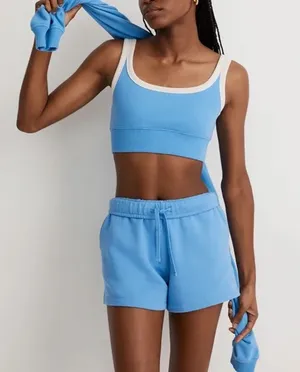 Madewell Terry Ribbed Bralette Crop Top Blue Athleisure Active Casual XS NWT thumbnail 1