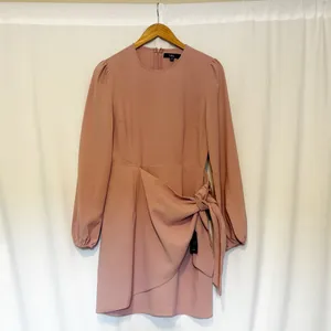 Lulus Believe It or Knot Rose Pink Long Sleeve Tie-Front Skater Dress NWT size M thumbnail 3