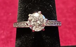 Vintage Silver Tone CZ Round Brilliant Cut Solitaire Pave Accent Engagement Ring thumbnail 1