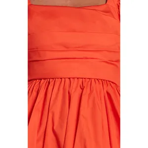 Showpo Tamara Puff Sleeve Mini Dress - NWOT Ruched Cotton Orange Dress US 8 thumbnail 5