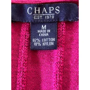 Chaps Hot Pink Ribbed Cardigan Sweater – Size M, Gold Crest Buttons thumbnail 3