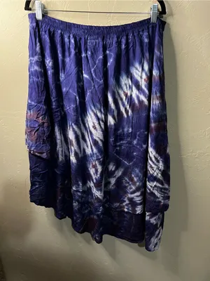 Dharma Trading Co Vintage Purple Tie Dye Tiered Asymmetrical Boho Midi Skirt thumbnail 6