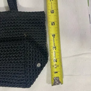 The Sak Black Crochet Shoulder Bag Small Tote Lined thumbnail 2
