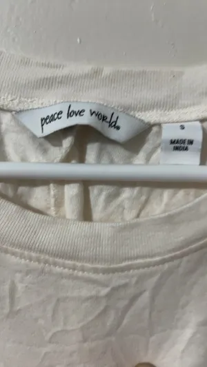 Peace Love World Women's Cream Graphic Tee Small thumbnail 2