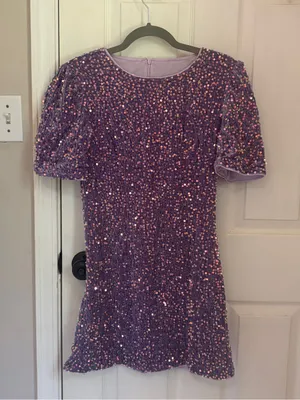 SHEIN Short Sleeve Purple Sequined Mini Dress thumbnail 5