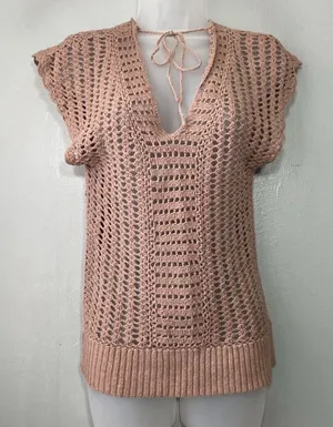 Say What Size Small Taupe Tan Boho Open Knit Crochet Sweater Top Y2K Hippie thumbnail 1