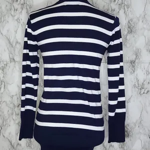 Ounce Navy White Striped Cardigan Sweater Medium Coastal Preppy thumbnail 5