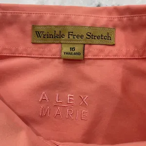 Alex Marie Peach Wrinkle Free Stretch Blouse 3/4 Sleeves Size 16 thumbnail 4