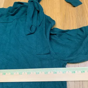 Ann Taylor‎ Green Tie Mock Neck Sweater Womens Size Medium Lightweight Career thumbnail 3