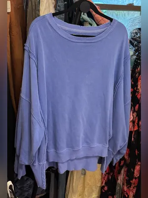 NWOT Free People We the Free Camden Sweatshirt - Blue Iris Periwinkle - Small thumbnail 7
