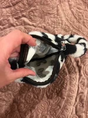 Black and White Faux Fur Cow Print Shoulder Bag thumbnail 3