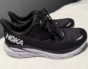 Hoka one clifton 8 women Black and White Athletic Running Shoes size 6.5B thumbnail 1