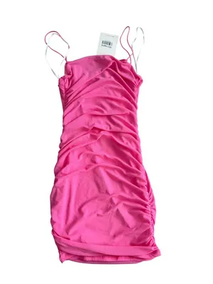 HELLO MOLLY Pink Ruched Cutout Back Stretch Dress Size Small NEW NWT thumbnail 3