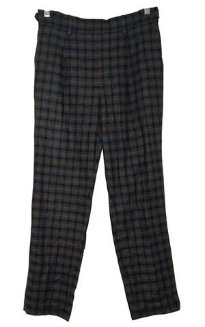 Vince Womens Brown Grey Plaid Pleated Pull On Trousers Pants Size M Academia thumbnail 1