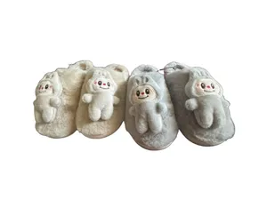 Rouge Plush Beige Slippers with Labubu Character Detail Size Medium 7/8 thumbnail 15