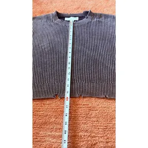 Vintage Havana Distressed Sweater Size M Studded Sleeve Cotton Knit Cropped thumbnail 5