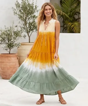 SWF Escapism Cotton Ruffle Neck Tiered Maxi Dress – Spring Brights – Size XS thumbnail 1