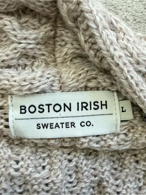 Boston Irish 100% New Merino Wool Asymmetrical Side Zip Cable Knit Sweater L thumbnail 7