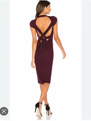 Bailey 44 Revele Dress Small Burgundy Holiday Party Ribbed Open Back Bodycon thumbnail 2