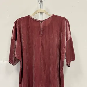 Atmosphere Pink Velvet Short Sleeve Shift Mini Dress‎ Sz 12 Keyhole Back Holiday thumbnail 5