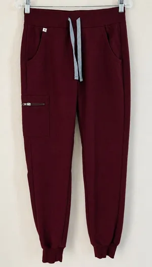 FIGS Zamora Jogger Scrub Pants Womens XS Burgundy‎ Maroon thumbnail 1