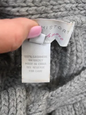 Design History Women's L Pure Cashmere Gray Cable-Knit Cropped Cardigan thumbnail 10