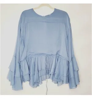 Anthropologie Long Sleeve Ruffle Tunic Size L Feminine Flowy Blouse Fairy thumbnail 5