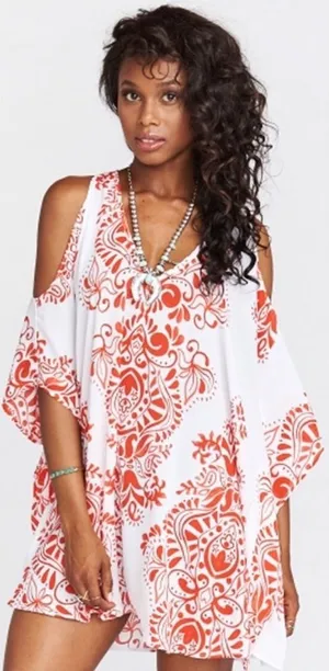 Show Me Your Mumu Peta Boo Tunic Top Dress‎ Red White Small Oversized Artsy Boho thumbnail 1