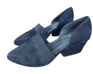Eileen Fisher Black Suede Flats Pointed Toe Elastic Band Slip On Comfort Shoes‎ thumbnail 1