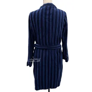 Victorias Secret Navy & Black Striped Embroidered Logo Belted Robe With Pockets thumbnail 5