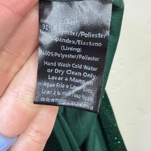 NEW WINDSOR Eileen Hunter Green Satin Mermaid Glitter Formal Gown Dress Small thumbnail 11
