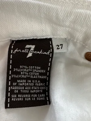 7 For All Mankind Sz 27 White Denim Low-Rise Skinny Jeans Y2K Rhinestone Pockets thumbnail 4