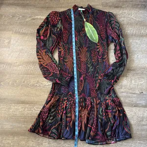 NWT Farm Rio Frutis Dream Long Sleeve Minidress in Black Size XS thumbnail 2