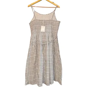 New Free Assembly Plaid Midi Dress XXL Picnic Sundress Smocked Clean Girl Preppy thumbnail 5
