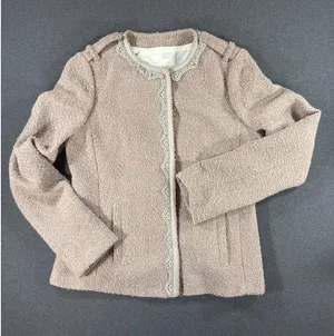BANANA REPUBLIC Womens Blazer Jacket SIZE 10 Mauve Boucle Wool Lace COQUETTE thumbnail 12