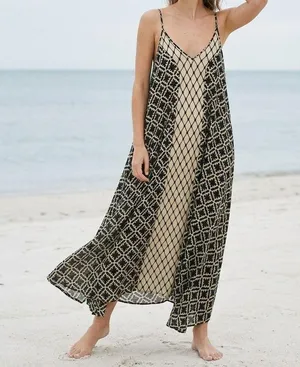 Haute Hippie Maxi Swing Dress XS Boho Beachy Cover Up Cotton Resortwear Festival thumbnail 1
