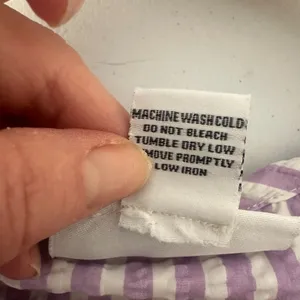 The Country Store Embroidered Zip‎ XL Seersucker Robe Purple Striped House Dress thumbnail 6
