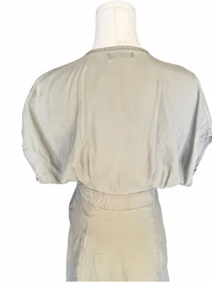 Quince - Tencel Lyocell Button Front Tie Waist Dress Sage Green Sz S thumbnail 5