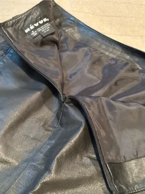 Black Faux Leather Mini Skirt with Ruched Side Panels thumbnail 7