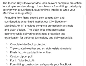 Incase City Sleeve Black 11” MacBook Air Case thumbnail 10