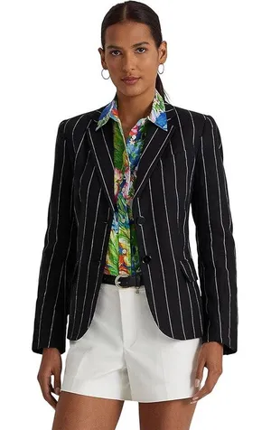 LAUREN RALPH LAUREN Pinstripe Linen Blazer‎ Size 2 thumbnail 1