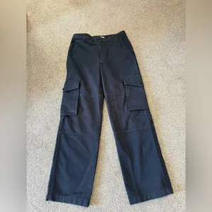 Aritzia TNA Black Cargo Pants size 4 100% cotton thumbnail 2