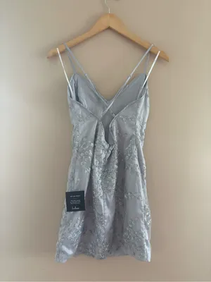 Lulus Blissful Blossoms Silver Sequin Backless Mini Dress Size Small Cocktail thumbnail 4