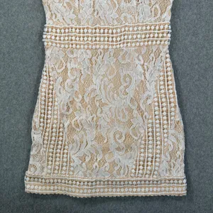 PrettyLittleThing Women's 6 White Lace High Neck Crochet Bodycon Dress New thumbnail 3