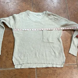 Madewell Sweater Women Beige Knit Cotton Blend Long Sleeve Slit‎ Pullover size S thumbnail 7